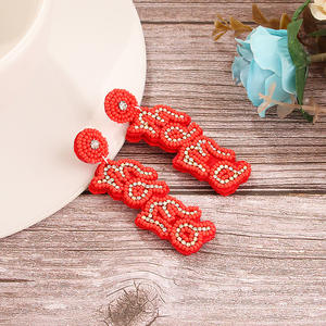 Pendientes colgantes tejidos de latón de moda hipoalergénico Día DE LA MADRE moda mamá carta Color arroz cuentas para mujeres UIONEN 1895 - Product Image 5