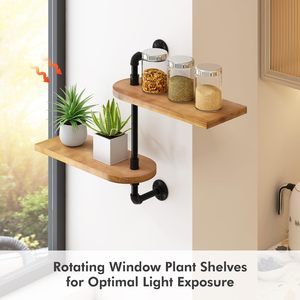 Étagère à plantes à fenêtre rotative à 2 niveaux, support pour plantes d'intérieur <span class=keywords><strong>en</strong></span> <span class=keywords><strong>bois</strong></span>, support <span class=keywords><strong>mural</strong></span> pour plantes - Product Image 5