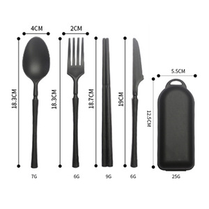 ชุดช้อนส้อมชุบลายฟางข้าวสาลีสีดำเป็นมิตรต่อสิ่งแวดล้อมสำหรับการเดินทางกลางแจ้งเครื่องใช้ในการตั้งแคมป์แบบพกพา - Product Image 3