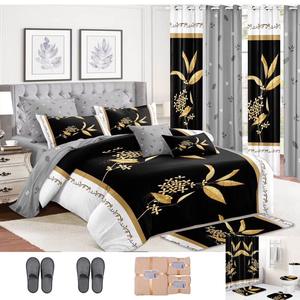 Juego de Ropa de Cama Acolchada con Estampado Azul OEM/ODM, Cubrecama de Microfibra de 24 Piezas con Cortinas, Juego de Ropa de Cama de Poliéster Sabans - Product Image 5