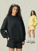 Sweat-shirt à capuche en molleton 350 GSM personnalisé pour femme, couleur unie, col montant, impression à la demande, style américain, pull épais