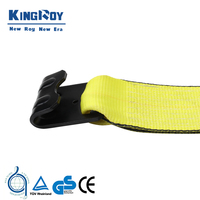 KingRoy Tali Pengikat Kargo Tugas Berat 100mm 4 inci 16200lbs 19800lbs Tali Pengikat Polyester+Kait Baja Bersertifikasi CE