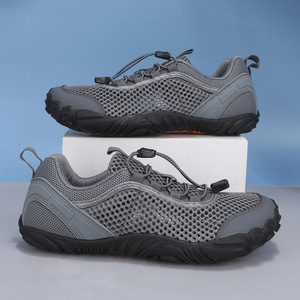 Chaussures de marche pour hommes à drainage rapide, sandales pieds nus en maille cousue, chaussures décontractées à lacets à ajustement rapide, idéales pour la course à pied et le saut à la corde - Product Image 2