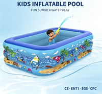 Piscine gonflable à usage familial, motif océan, plusieurs tailles, produits d'extérieur, piscine gonflable 3 couches