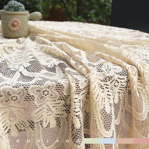 <b>Round</b> Lace <b>Tablecloth</b> Ivory Polyester European Style Home Dining Coffee <b>Table</b> Cloth Embroidered Pattern Retro Decor - Product Image 3