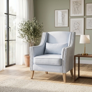Cheaps Wholesale Club <strong>Chair</strong> Hamptons Style <strong>Duck</strong> <strong>Egg</strong> Blue Fabric Club <strong>Chair</strong> - Product Image 1