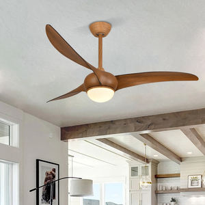 Ventilateur de plafond avec éclairage suspendu, couleur grain de bois, idéal pour l'été - Product Image 5