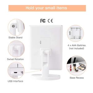 PRITECH Single Side xách tay <span class=keywords><strong>LED</strong></span> trang điểm gương vuông gấp Máy tính để bàn mỹ phẩm thắp sáng gương - Product Image 2