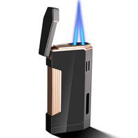 KY meilleur cadeau presse allumage allume-cigare Double feu Jet torche en alliage de Zinc en gros briquets en vrac
