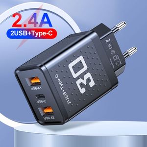 New Design High Quality PD 30W Charger 2.4A 2USB+Type C Mobile Phone Charger QC3.0 <b>Charging</b> Head <b>Plug</b> - Product Image 1