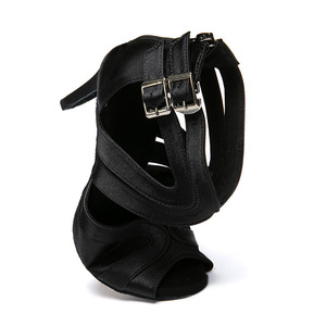 Chaussures de <span class=keywords><strong>danse</strong></span> latine en satin pour femmes et adultes, chaussures de jazz montantes à talons hauts, pour Bachata, intérieur, semelle souple, performance sur scène - Product Image 5