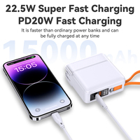Batterie externe Li-Polymère 22,5 W à charge ultra-rapide avec prise CA pliable et câbles de charge rapide doubles, grande capacité