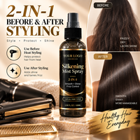 Spray capillaire lissant en gros à base d'huile, effet brillant et anti-frisottis, pour perruques, tissages et cheveux naturels