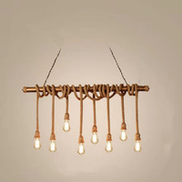 Suspension industrielle rustique en corde de chanvre et bambou, design moderne, blanc chaud, pour café, restaurant et salle à manger, marque Unitary