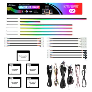 iCarsin C2 Car Interior Accessories Universal Ambient Light Fiber Optic LED Stripes Dashboard Door Mood Atmosphere Lighting