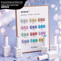 Vernis à ongles gel JTING Diamond Dreamy Starburst Glitter, 12 couleurs, sans HEMA/TPO, haute brillance, effet réfléchissant, à retirer par trempage