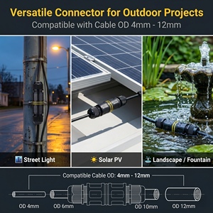 신뢰할 수 있는 IP68 방수 야외 케이블 커넥터 3핀 원형 전원 2방향 퀵 커넥트 암수 구리 접점 나일론 - Product Image 4