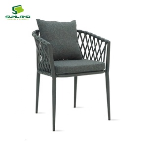 Silla de Comedor Apilable <span class=keywords><strong>Gloria</strong></span> de Lujo SUNLAND, Estructura de Aluminio, Tejido de Cuerda con Cojín para Exteriores y Hoteles, Cafeterías y Hostelería - Product Image 3