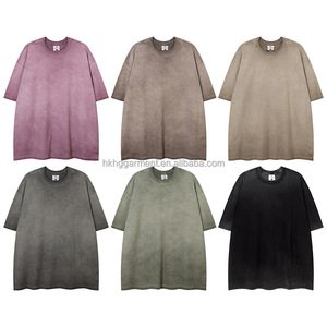 Custom Logo High Quality 100% Cotton Acid Wash 230 260 Gsm Heavyweight <b>Men</b> Custom Blank Stone Washed Vintage Oversized T Shirt - Product Image 1