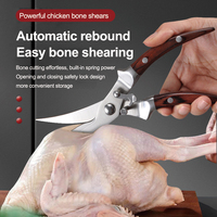 Ciseaux de cuisine multicouches Ciseaux à os de poulet Ciseaux à volaille en acier inoxydable avec manche en bois