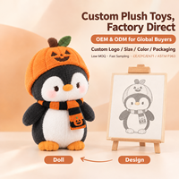 Peluches Adorables de Pingouin d'Halloween, Jouets en Peluche Personnalisés en Gros, Peluche Pingouin avec Chapeau Citrouille