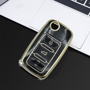 Funda Protectora para Llave de Coche de TPU Dorada para Volkswagen <span class=keywords><strong>VW</strong></span> Polo Tiguan Golf EOS Jetta MK6 Bora Sudden Octavia - Ligera y Resistente a Arañazos - Product Image 3