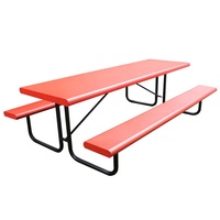 Tables de pique-nique extérieures enduites de poudre de 1800mm Ensemble de chaises de table en fer de jardin Tables de bar de restaurant carrées à l'extérieur