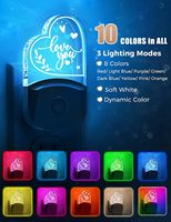 Veilleuse LED RGB TSINYE à 8 modes, éclairage nocturne enchanteur pour enfants, à brancher sur prise murale avec fonction capteur crépusculaire automatique