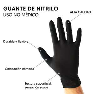 Guantes <span class=keywords><strong>de</strong></span> Nitrilo Negros Resistentes Sin Polvo para Artistas del Tatuaje, Mecánicos Automotrices y Salones <span class=keywords><strong>de</strong></span> Uñas - Product Image 3