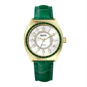 Reloj de Mujer de Lujo con Bisel de Circonita Arcoíris, Caja Pulida, Cristal de Zafiro, Movimiento Mecánico Pequeño Miyota 6T15, Correa de Cuero Genuino - Product Image 6