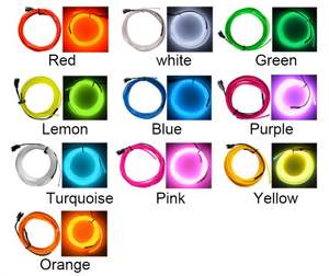 Kit de manualidades de tira de luz EL fácil de dar forma a Hardcore de 2,8mm de diámetro con caja de batería AA de 10 colores y garantía de 6 meses - Product Image 2