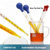 Pipettes Pasteur en verre de 1ml 2ml 5ml 10ml avec tête en caoutchouc rouge Pipettes de transfert graduées à tétine