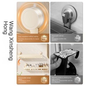 Organizador de Cosméticos de Pared para Baño, de Metal, Ecológico, Color <span class=keywords><strong>Blanco</strong></span> Leche, Sin Perforaciones, Montado en la Esquina - Product Image 2