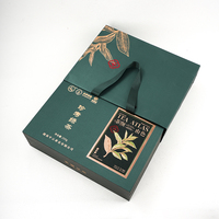 Scatola Rigida di Lusso Personalizzata con Coperchio a Cerniera, Stampa in Lamina d'Oro, Colore Verde, per Regalo di Tè con Scomparti