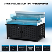 Aquarium de présentation de fruits de mer frais et vivants à température unique, en acier inoxydable 304, à économie d'énergie, pour supermarchés, restaurants et commerces de poissons tropicaux