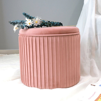 Tabouret convertible en velours, repose-pieds rond avec pied en métal doré, personnalisé, économie d'espace