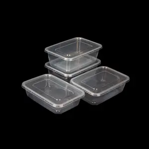 500-1000ml Disposable Plastic PP Meal Prep Rectangle Transparent Food Container Clear Lunch Food Packing Takeout Togo Boxes