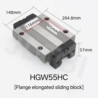 Système de glissière linéaire CNC haute précision et robuste HGW55HC en acier pour roulement, avec engrenage moteur et curseur linéaire