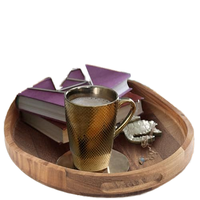 Plateau de service moderne et écologique en bois d'acacia personnalisable avec poignées Design de vaisselle jetable pour hôtel et restaurant