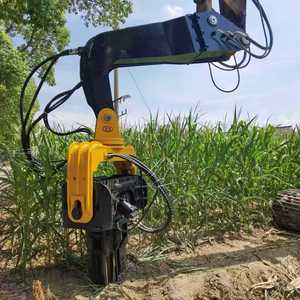 อุปกรณ์ติดตั้งด้านหน้าของรถขุดคือค้อนตอกเสาเข็ม ใช้สำหรับการก่อสร้างฐานรากของฝั่งแม่น้ำ - Product Image 4