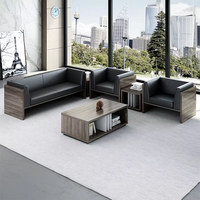 Ensemble de canapés de bureau modulaires en cuir de style nordique européen moderne, mobilier de réception commercial pour bureaux