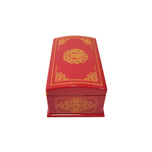 Red Lacquered Wooden Jewelry <b>Box</b> With <b>Drawer</b> Rectangular Multifunctional <b>Storage</b> For Jewelry Gift Packaging - Product Image 3