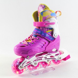 Funda dura Popular para niños y adultos, <span class=keywords><strong>patines</strong></span> en línea ajustables de <span class=keywords><strong>4</strong></span> tamaños, <span class=keywords><strong>ruedas</strong></span> PU ligeras - Product Image 3