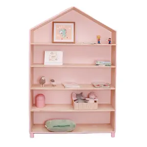 Five Layers Nordic Style Solid Wood Home Furniture Bookcase Toys Storage Bedroom Rack Commodity Shelf