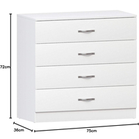 JIAMEIJIA Commode à 4 tiroirs de style nordique écologique, blanche, compacte, pour petits espaces, meubles de chambre à coucher