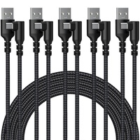 Câble de données USB Type-C vers USB-A JILIAN 2m 6ft en nylon tressé 18W à angle droit 90 degrés pour téléphone portable et ordinateur portable