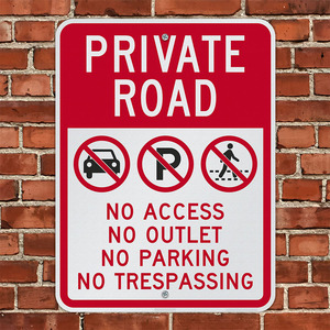 <span class=keywords><strong>Panneau</strong></span> en aluminium résistant aux intempéries haute visibilité 1mm 18 pouces <span class=keywords><strong>route</strong></span> privée sans intrusion panneaux d'avertissement carrés rouges - Product Image 6