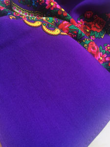 وشاح شال صوف <span class=keywords><strong>100</strong></span>% بطبعة أزهار روسية - Product Image 4