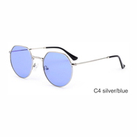 Lunettes de soleil de marque rondes classiques en métal à lentille PC Lunettes de soleil de marques célèbres pour hommes
