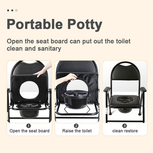 <strong>Foldable</strong> extra Wide Bedside 3 In1 Shower Stall High Toilet <strong>Commode</strong> Chair for Seniors Disabled Patients with Back Arms Bucketf - Product Image 5